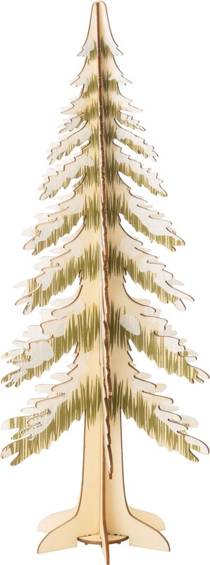 Printed wood collapsible table top fir trees, printed green and white boughs, 15 in  6            