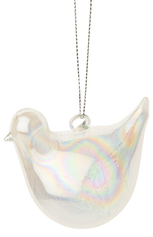 Clear iridescent glass bird with static interior, 3 in  12      