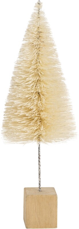 Natural bristle tree on wood block base, 9 in   12            