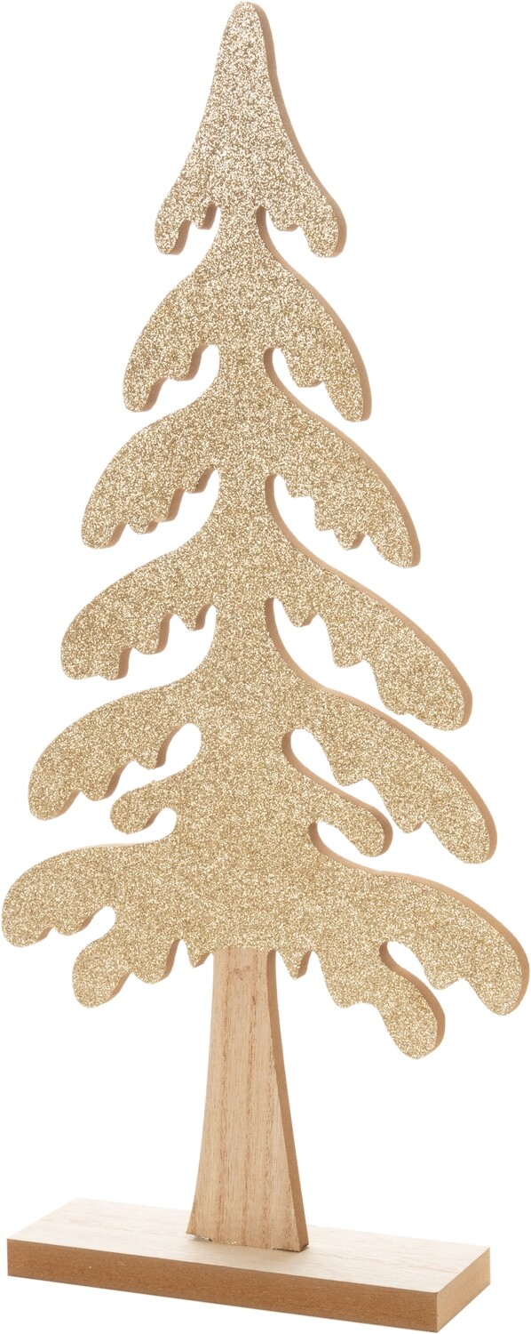 Wood table top tree with 2-sided champagne glitter finish, 19 in  4            