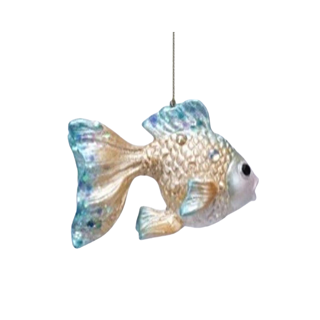 Painted resin gold fish ornament, 5 in  6            