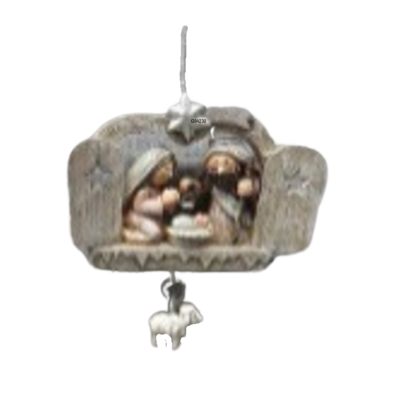 Painted resin mini nativity in creche ornament, 2.5 in  12            