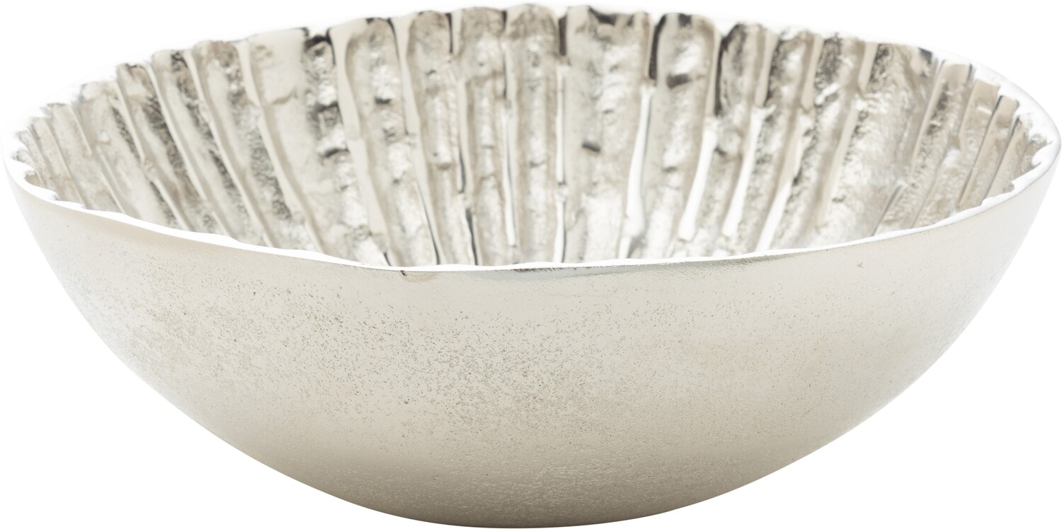 Interior rib cast aluminum decorative bowl, silver finish, 8.5x3 in  4           