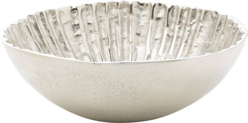 Interior rib cast aluminum decorative bowl, silver finish, 8.5x3 in  4           