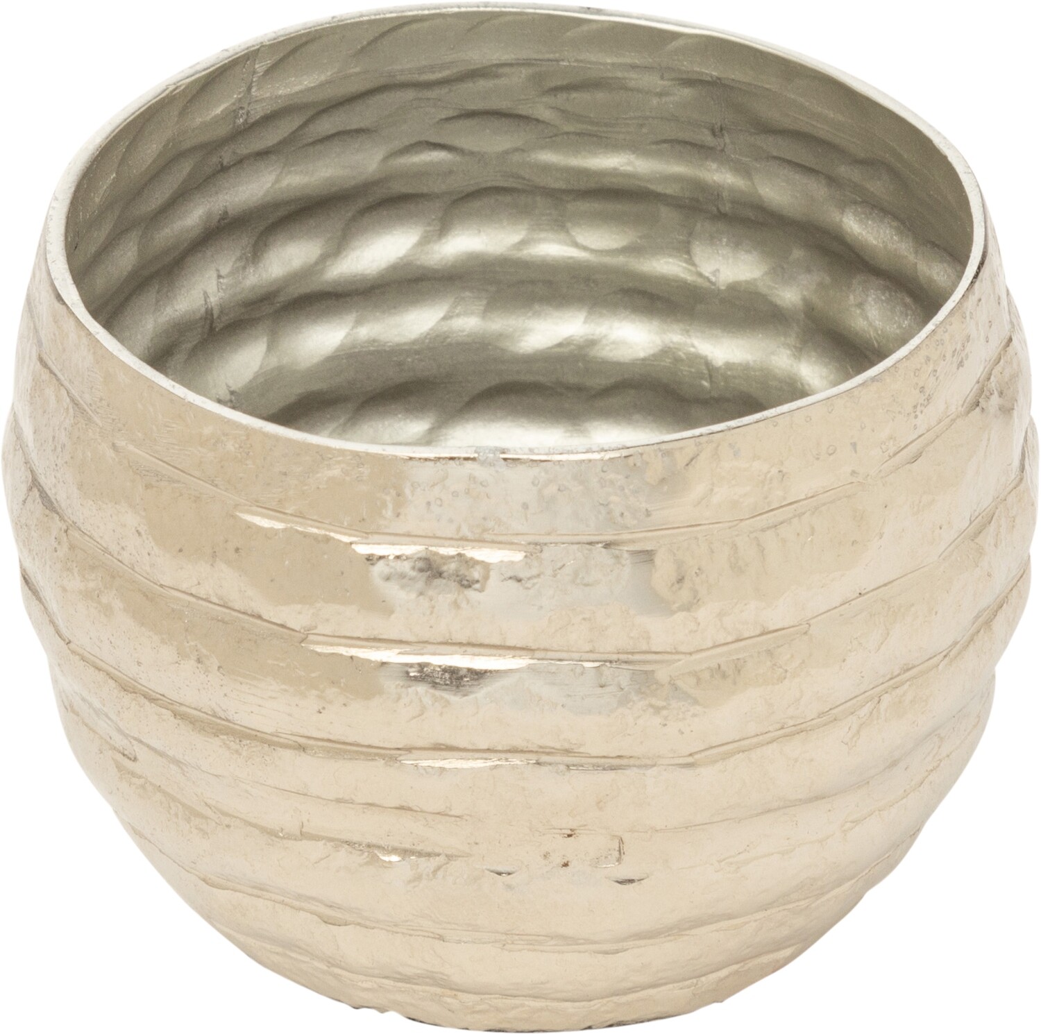 Hammered aluminum round decorative bowl, silver finish, 3x2.5 in  4           