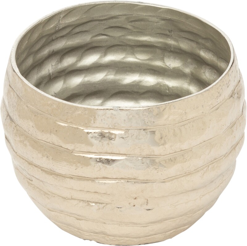 Hammered aluminum round decorative bowl, silver finish, 3x2.5 in  4           