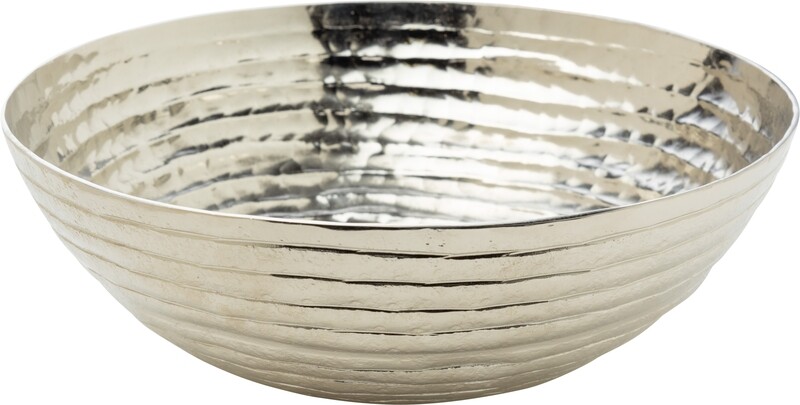 Hammered aluminum decorative bowl, silver finish, 9x3 in  2           