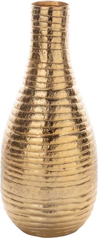 Hammered aluminum tall vase gold finish, 12.5x5 in  2           