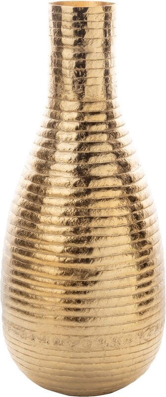 Hammered aluminum tall vase gold finish, 15.5x6 in  2           