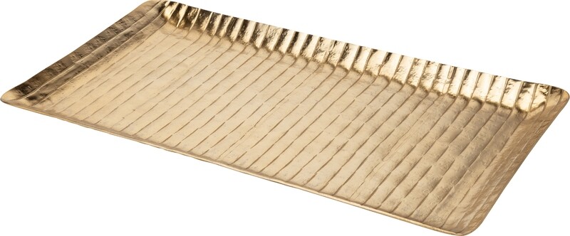 Hammered aluminum rectangular decorative tray, gold finish, 14x7.5 in  4           
