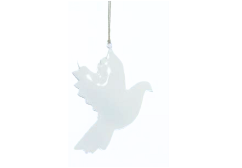 White enamel flying bird ornament, 3 in  24            