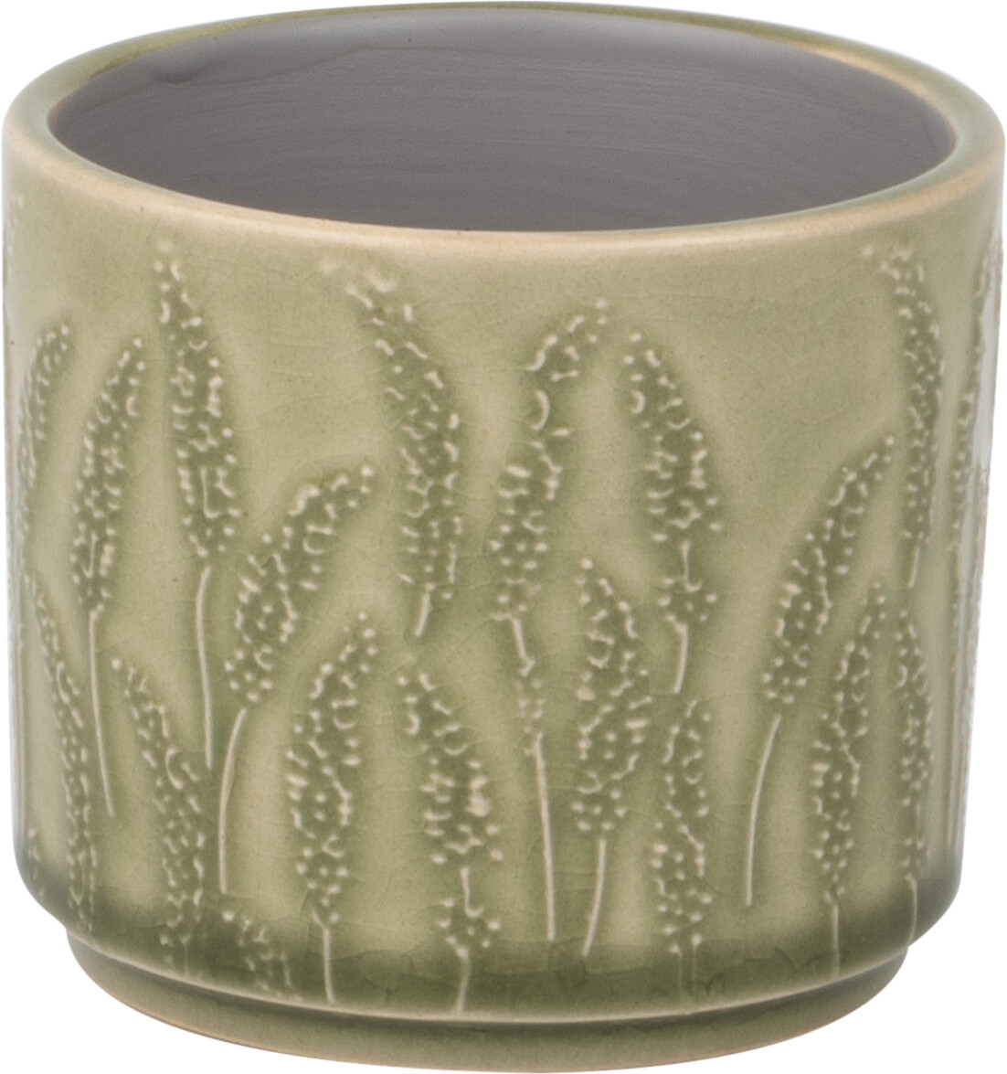 Floral stem pattern ceramic pot cover, pale green, 3x3x2.75 in  8                     
