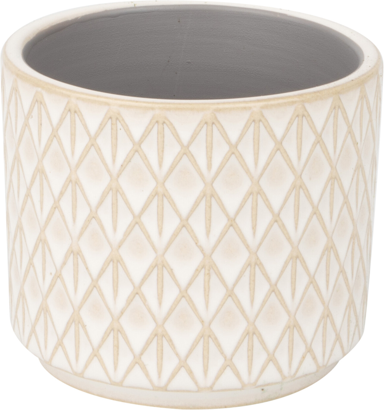 Diamond pattern ceramic pot cover, pale off white beige, 3x3x2.75 in  8              