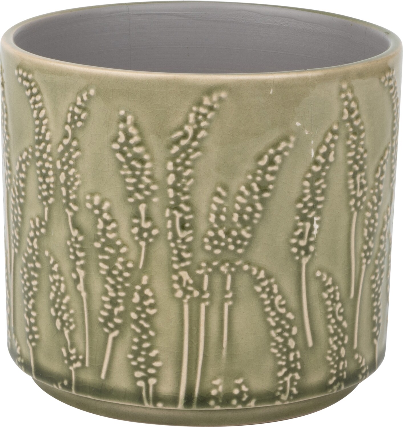 Floral stem pattern ceramic pot cover, pale green, 5x5x5 in  6              