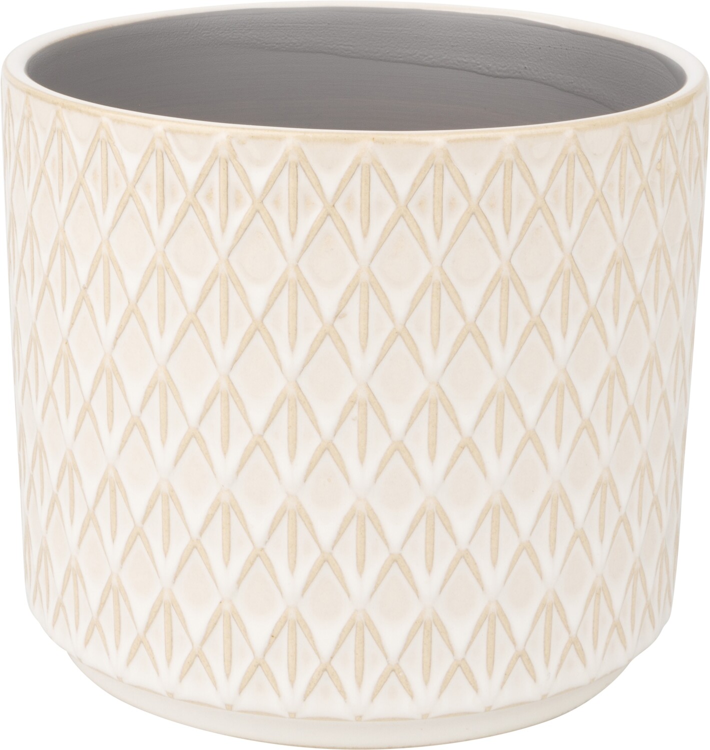 Diamond pattern ceramic pot cover, pale off white beige, 5.5x5.5x5 in  6              