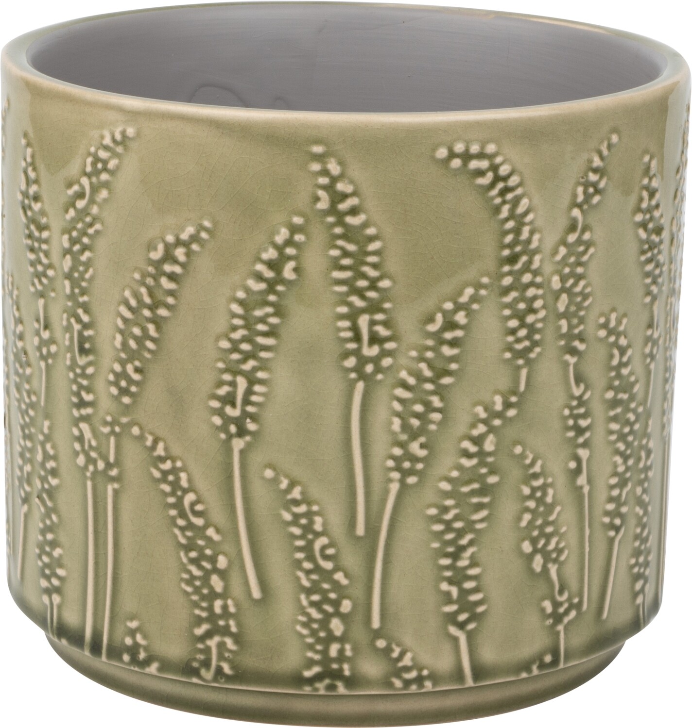 Floral stem pattern ceramic pot cover, pale green, 7x7x5.5 in  4              