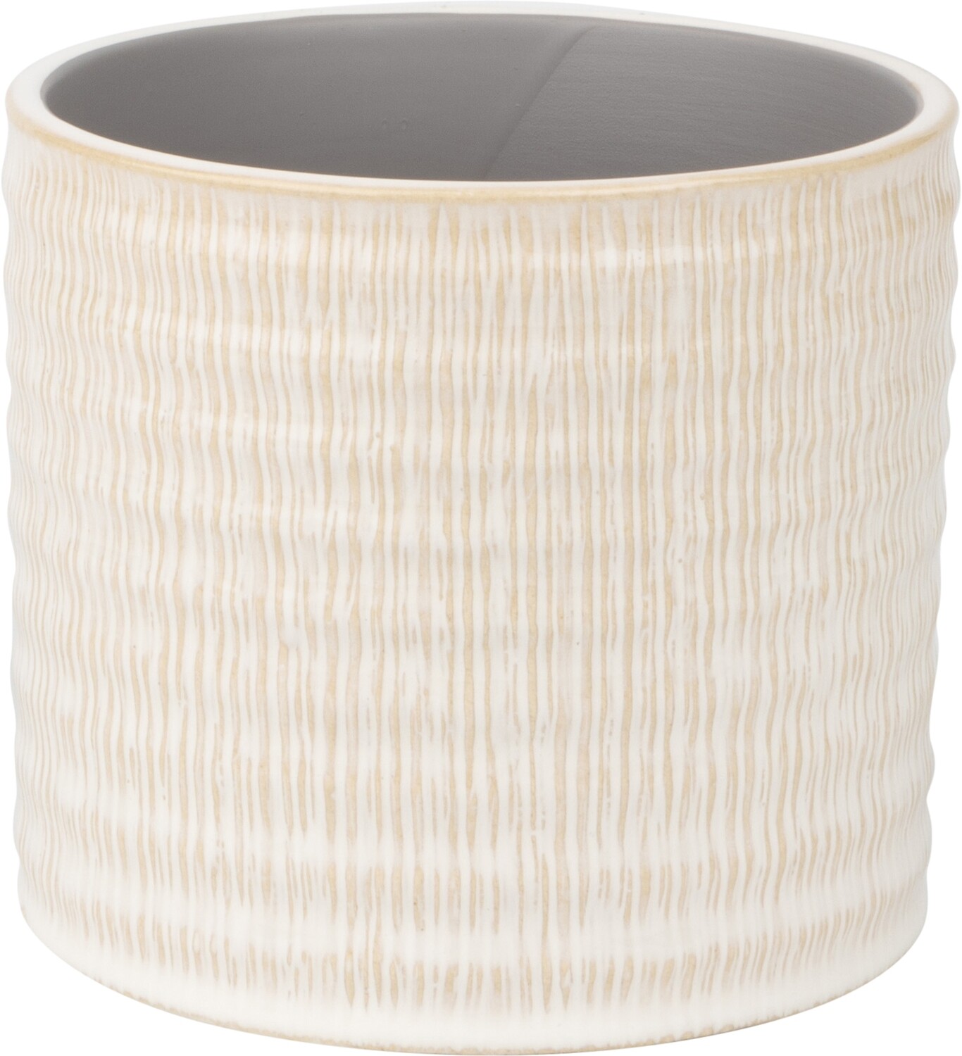 Textured linen pattern ceramic pot cover, off white beige, 4.75x4.75x4 in  8           
