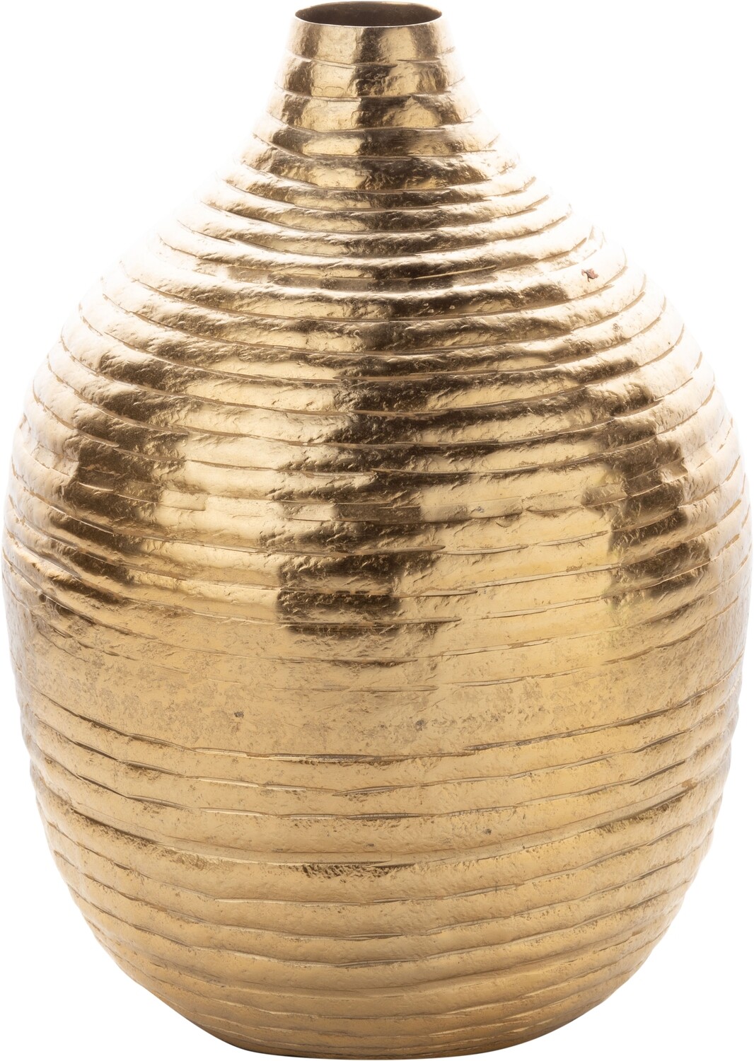 Hammered aluminum round decorative vase, gold finish, 8.5x11 in  2           