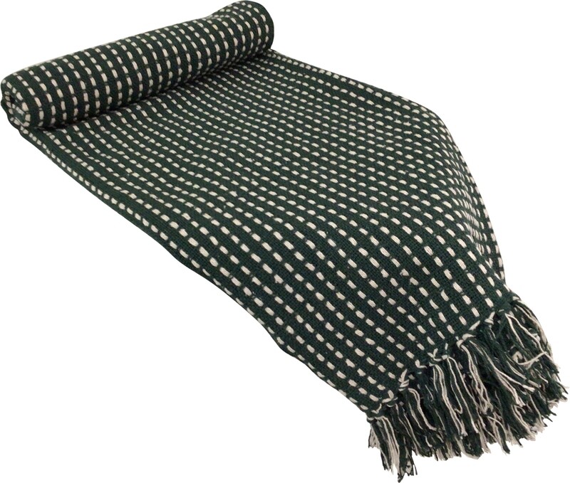 Pick stitch woven throw, dark  green 80% cotton, 20% polyester, 50x60 in  4              