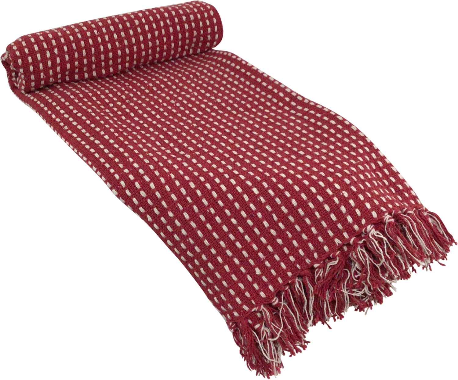 Pick stitch woven throw, raspberry red 80% cotton, 20% polyester, 50x60 in  4              