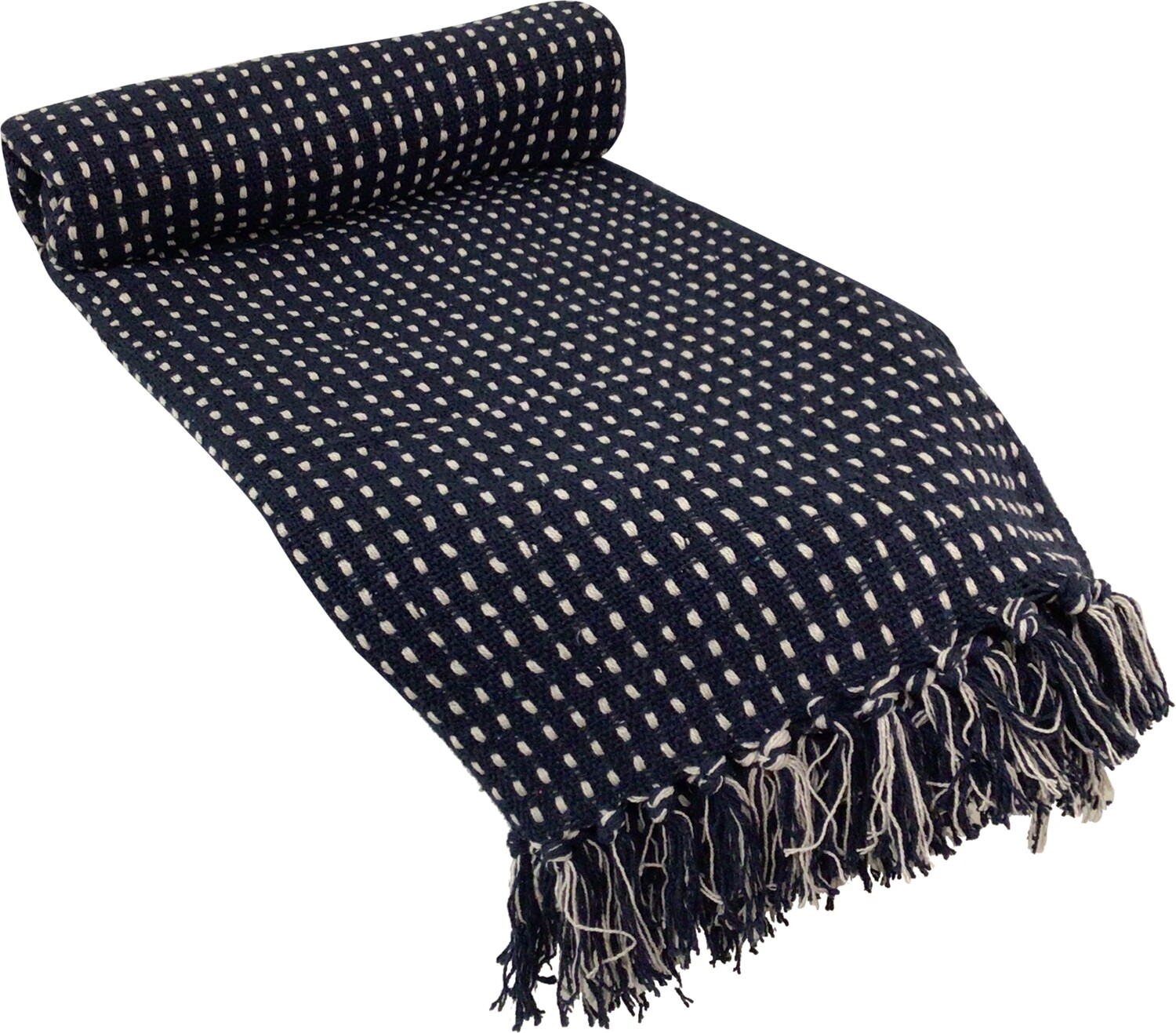 Pick stitch woven  throw, navy blue 80% cotton, 20% polyester, 50x60 in  4              