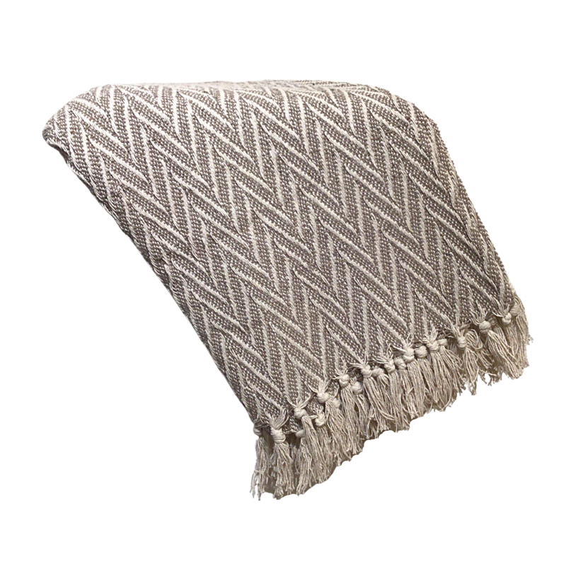 Herringbone woven throw, taupe and beige 80% cotton, 20% polyester, 50x60 in  4              