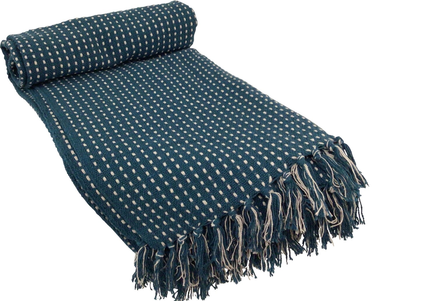 Pick stitch woven throw, light blue 80% cotton, 20% polyester, 50x60 in  4              