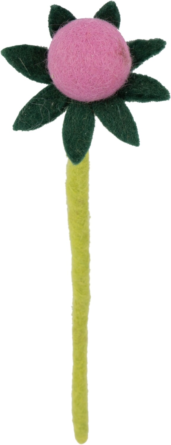 Felt stem, pink bud with green petals, 7.5 in  12       