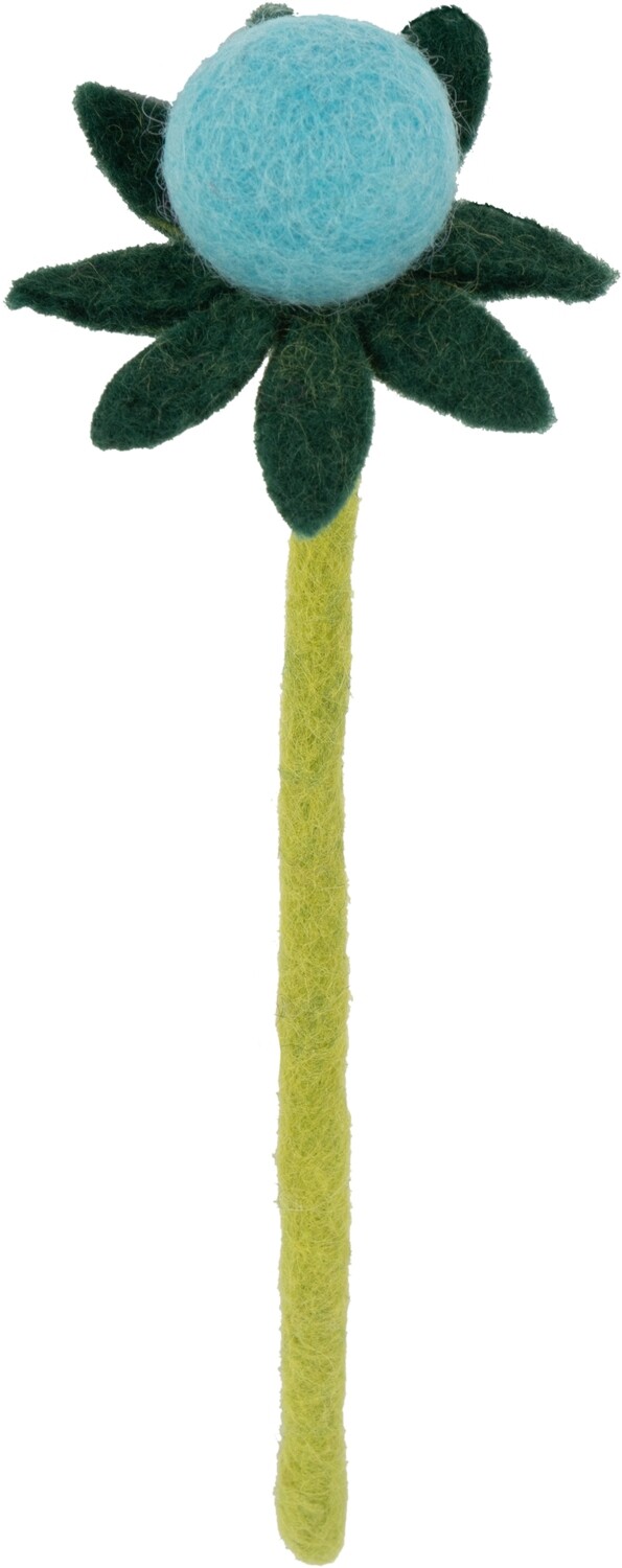 Felt stem, pale blue bud with green petals, 7.5 in  12       