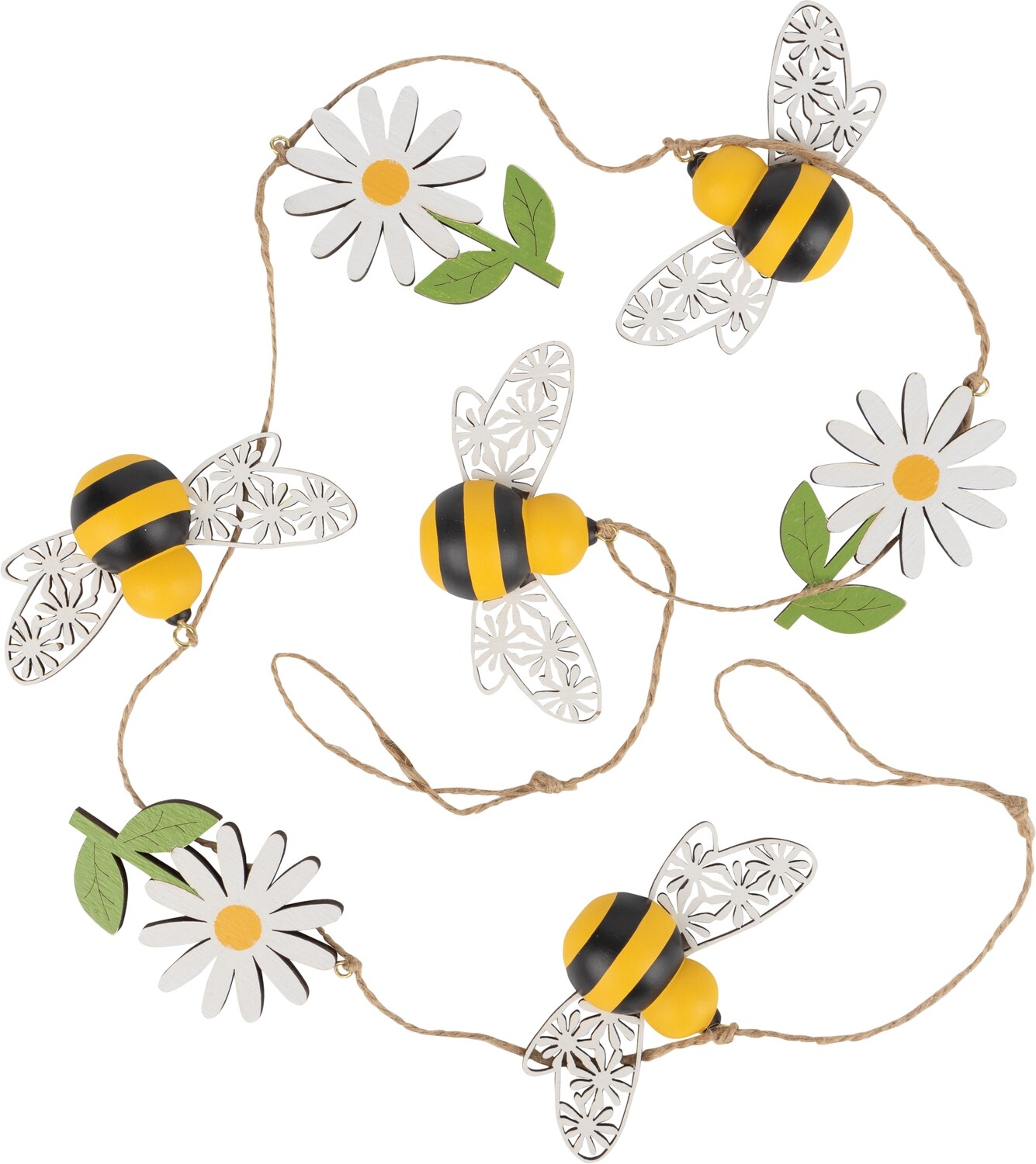 Painted wood bumblebee and daisy garland, 47 in  12       