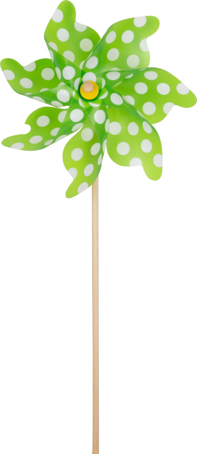 Green plastic pinwheel with white polka dots, 36 in  12       