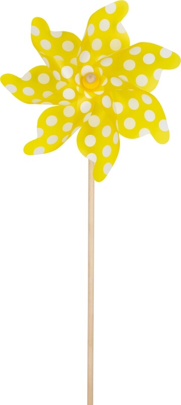 Yellow plastic pinwheel with white polka dots, 36 in  12       