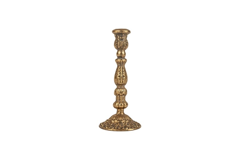 Cast iron taper holder antique gold, small, 9 in  4           