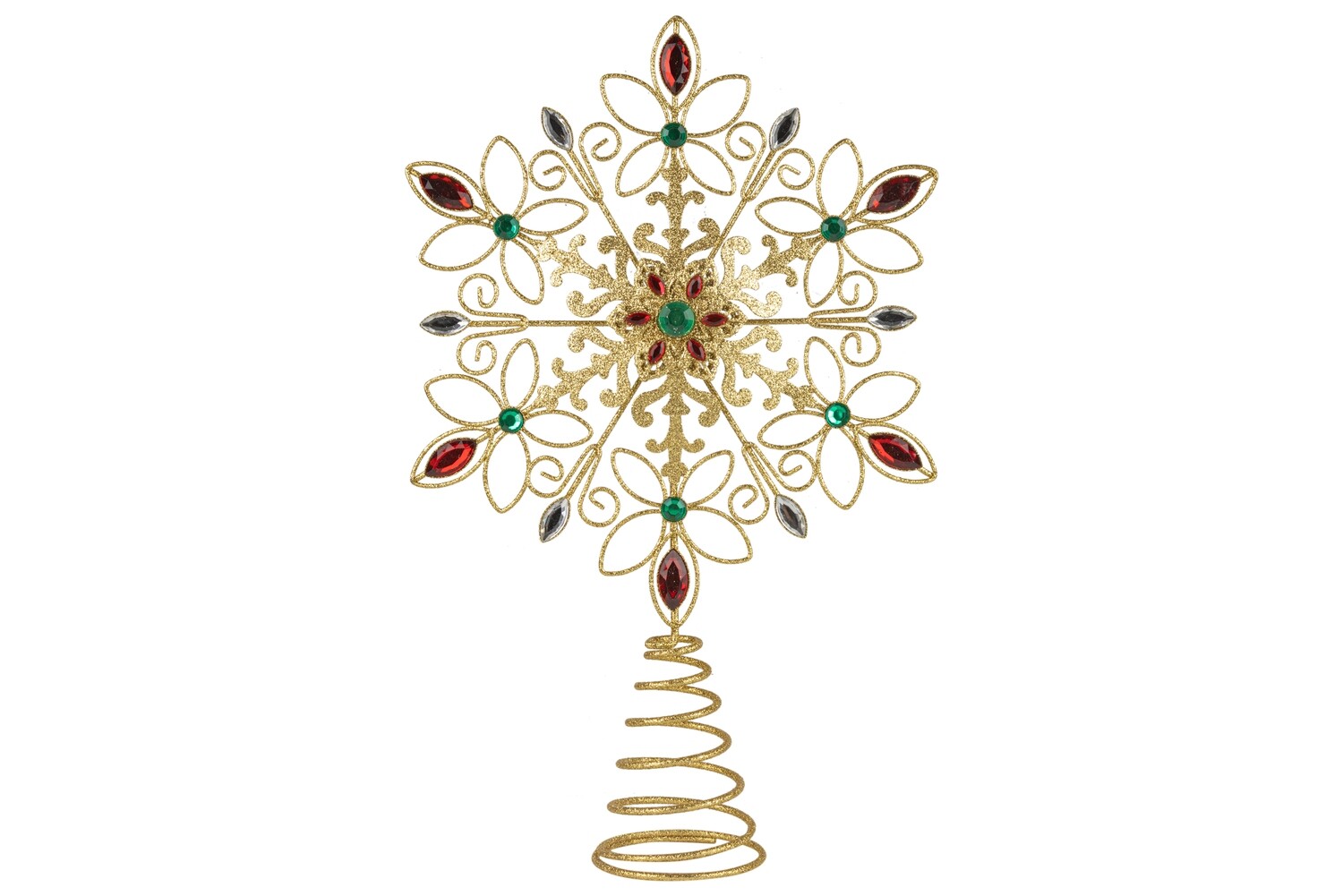 Wire starburst tree top, red and green gems, 14 in  6            