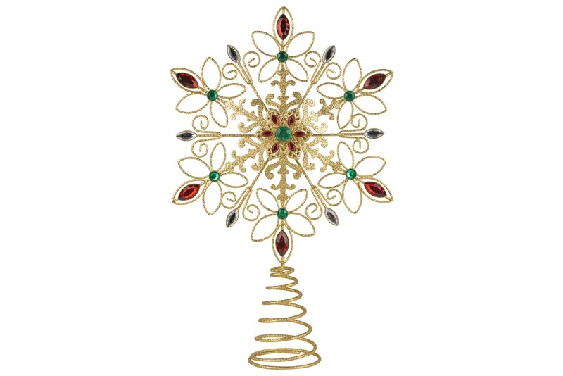 Wire starburst tree top, red and green gems, 14 in  6            