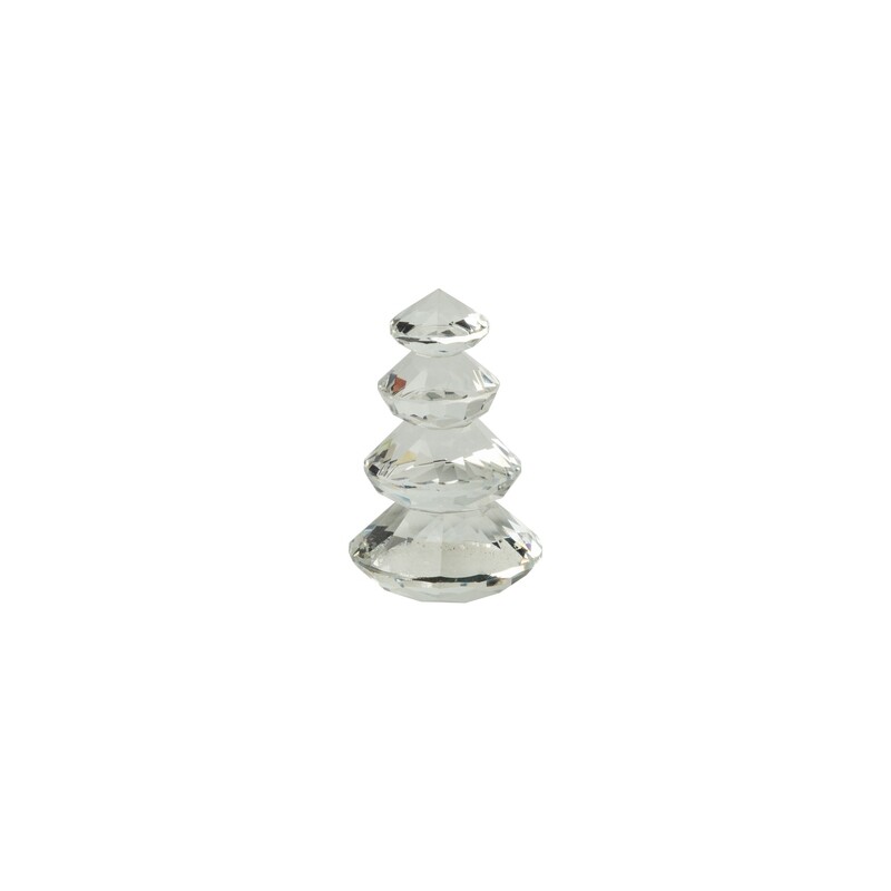 Solid cut glass tiered tree, clear, 3 in  6            