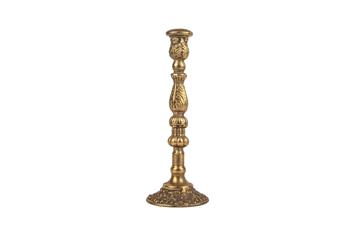 Cast iron taper holder antique gold, large, 11 in  4           