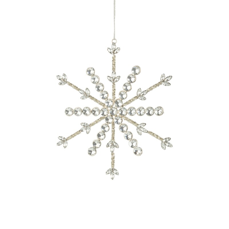 Glass bead oversized snowflake on silver metal setting , 9.5 in  6            