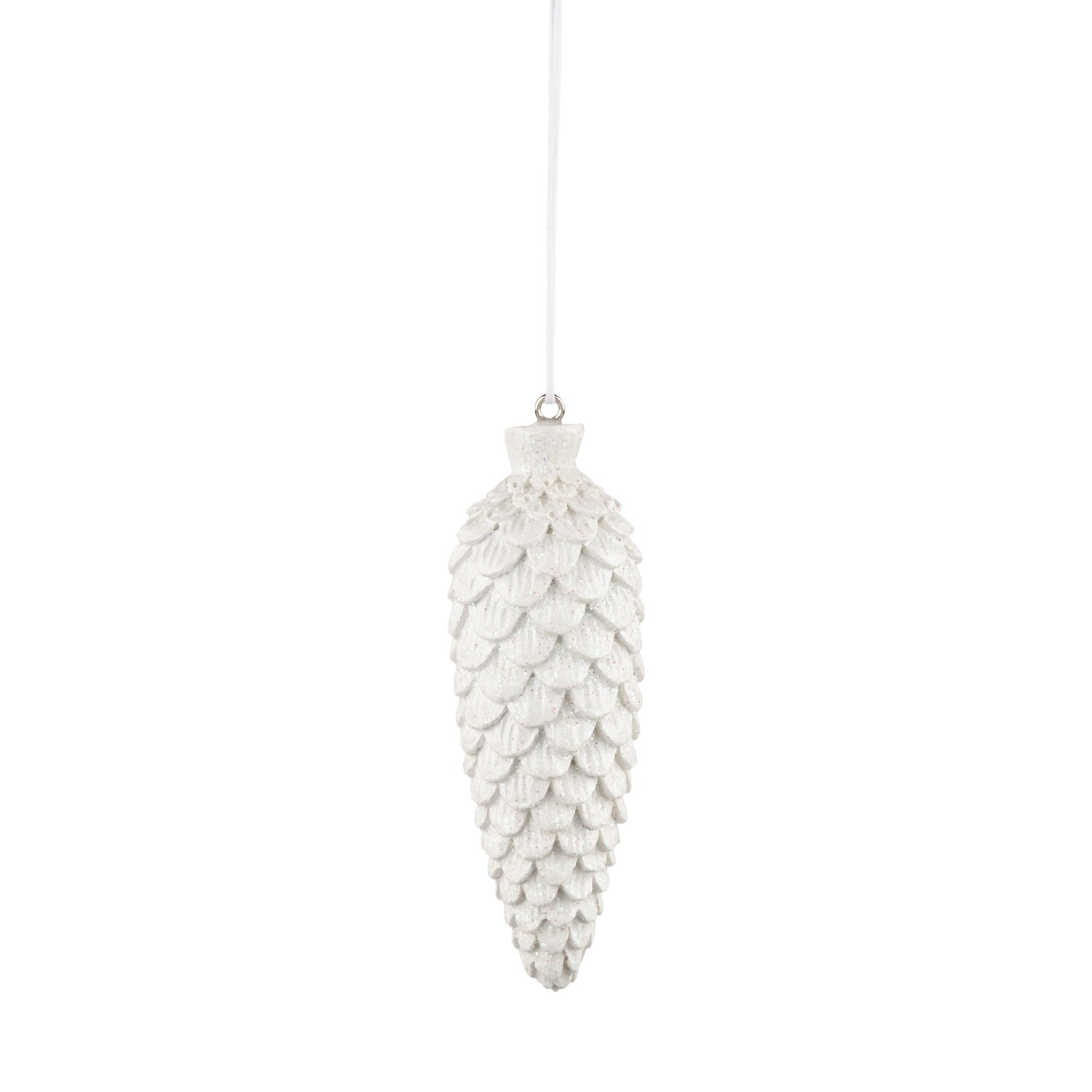 Resin antique white pinecone ornament, 4 in  12            