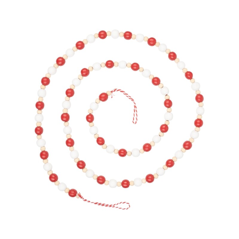 Red and white bead wood bead garland, 70 in  12            