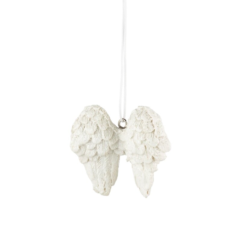 Resin antique white angel wings ornament, 2.5 in  24            