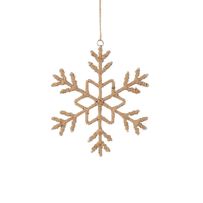 Jute snowflake ornament, dark brown, 5 in  12            