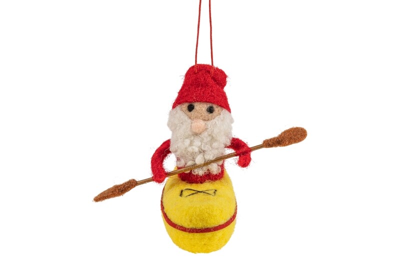Felt Santa in canoe ornament, 5 in  8 -Z08 -25NP -S04/25