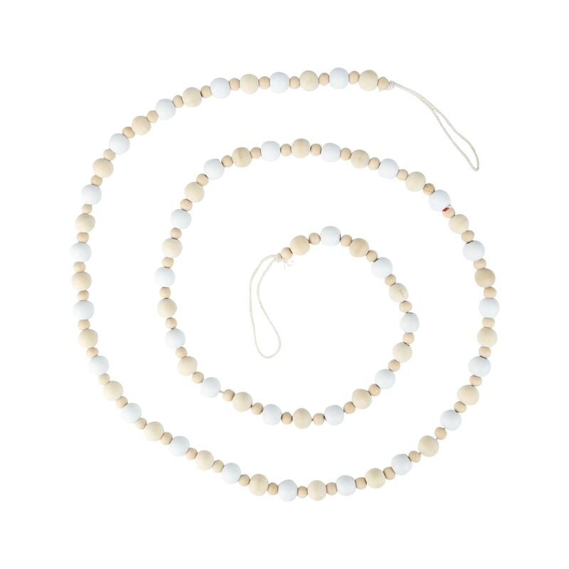 White and natural wood bead garland, 70 in  12            