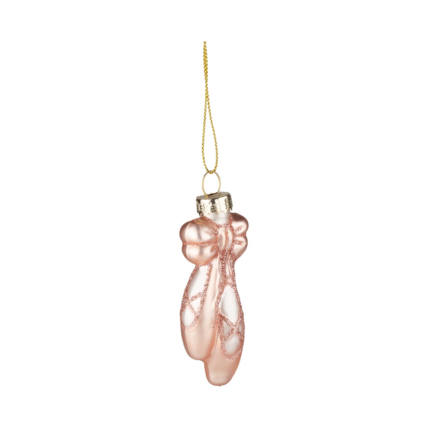 Glass pink pair of ballet shoe ornament, 3 in  12      