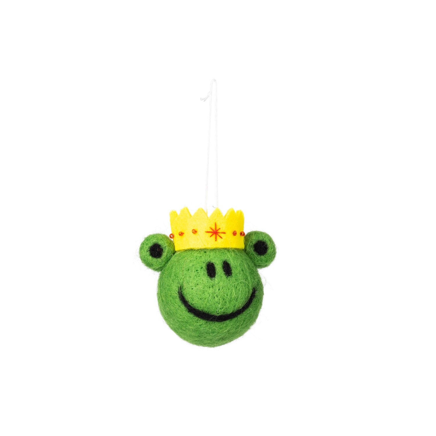 Felt green frog prince ornament, 2.5 in  12            