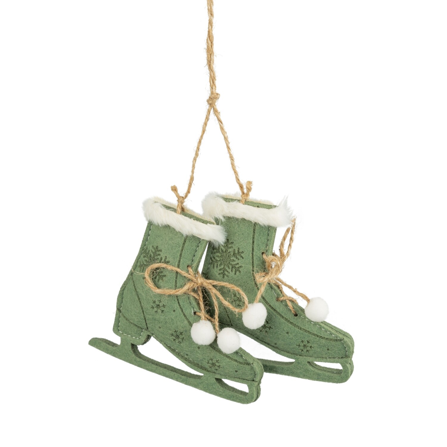 Felt green skates ornament, 4 in  12            