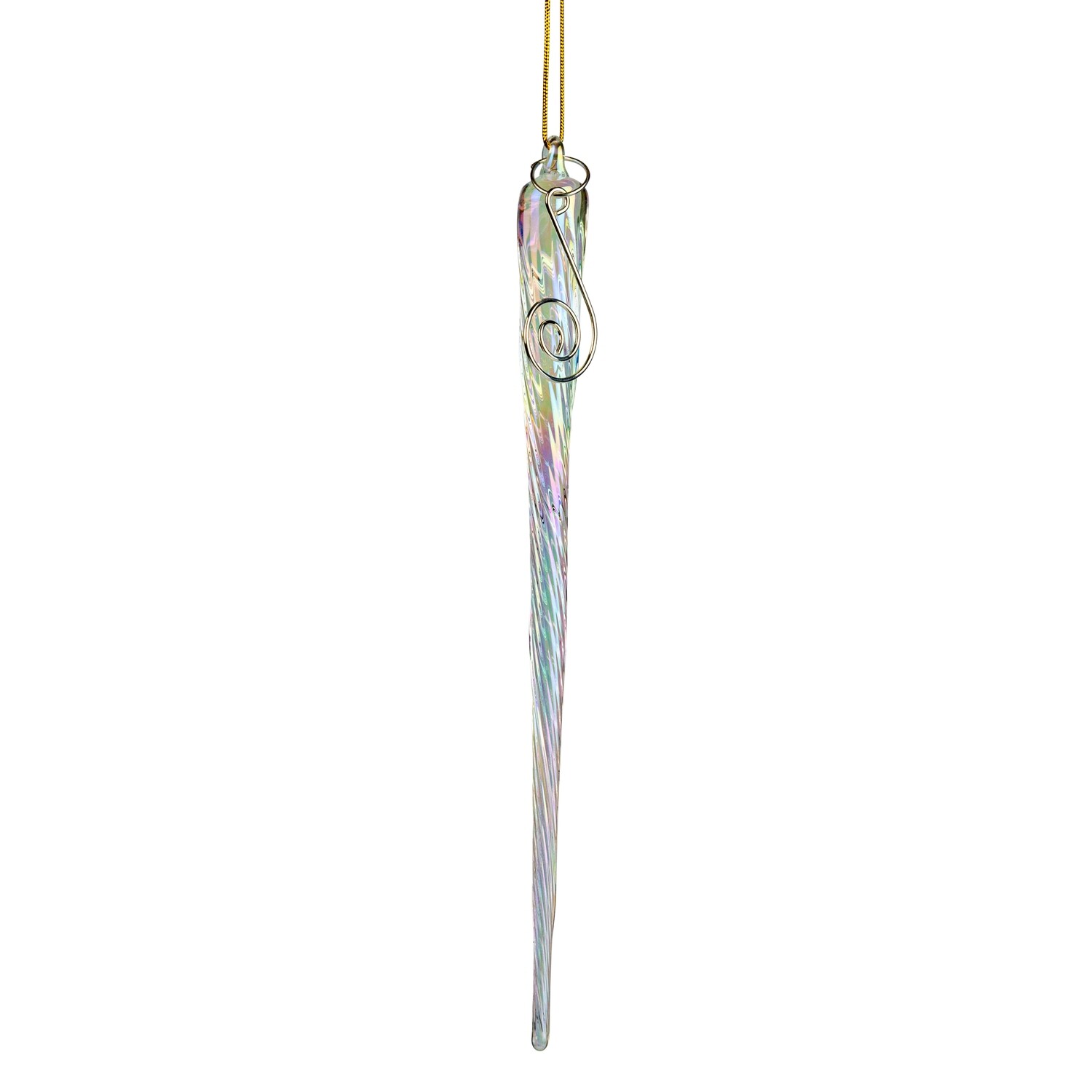 Glass icicle ornament, iridescent swirl, 7.75 in  12            