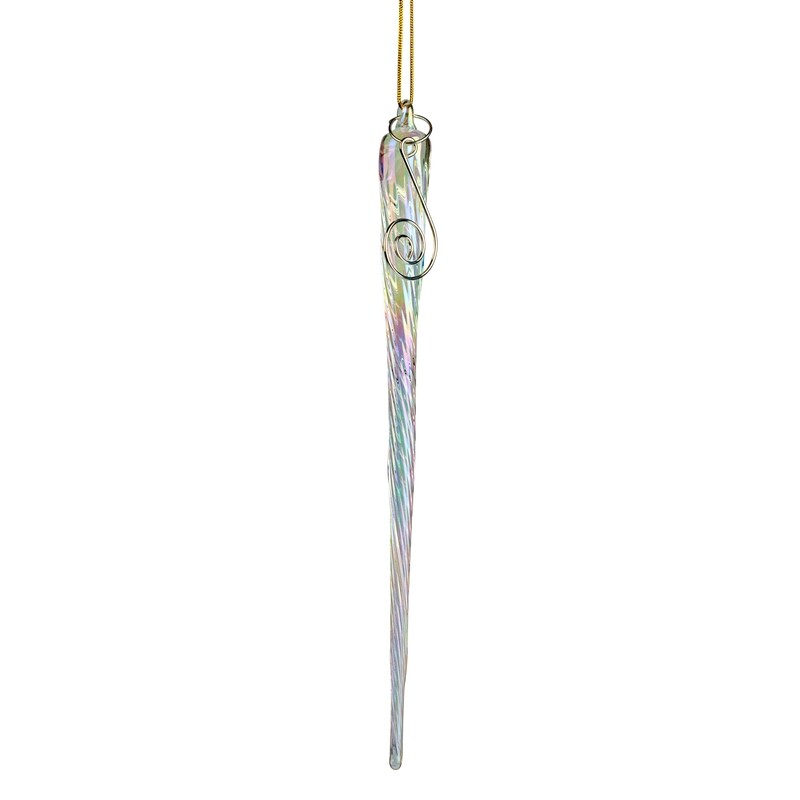 Glass icicle ornament, iridescent swirl, 7.75 in  12            