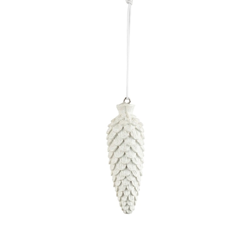Resin antique white pinecone ornament, 3.5 in  12            